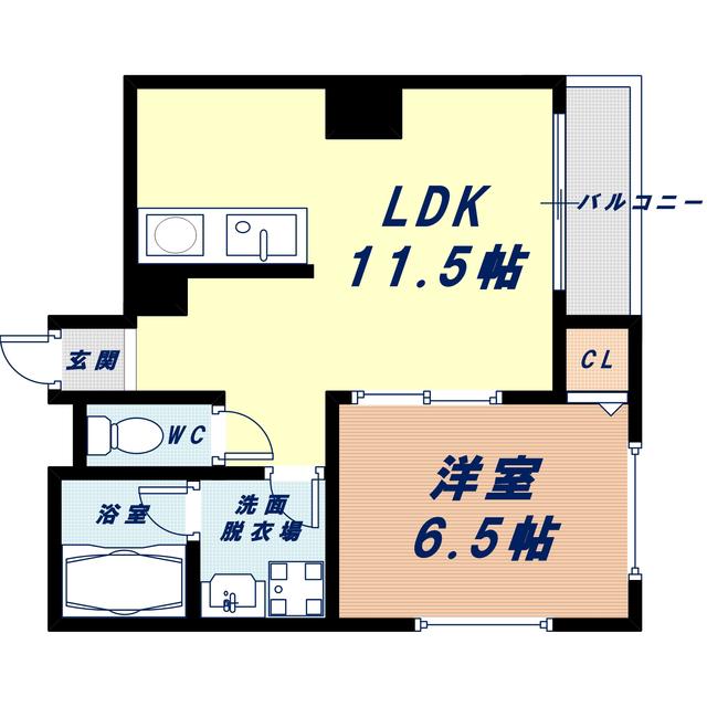 メビウス京町堀レジデンス(1LDK/4階)の間取り写真