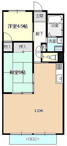 メモワールV(2LDK/1階)の間取り写真