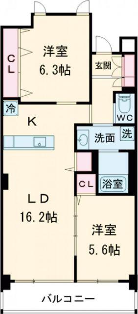 白壁リンクス(2LDK/4階)の間取り写真