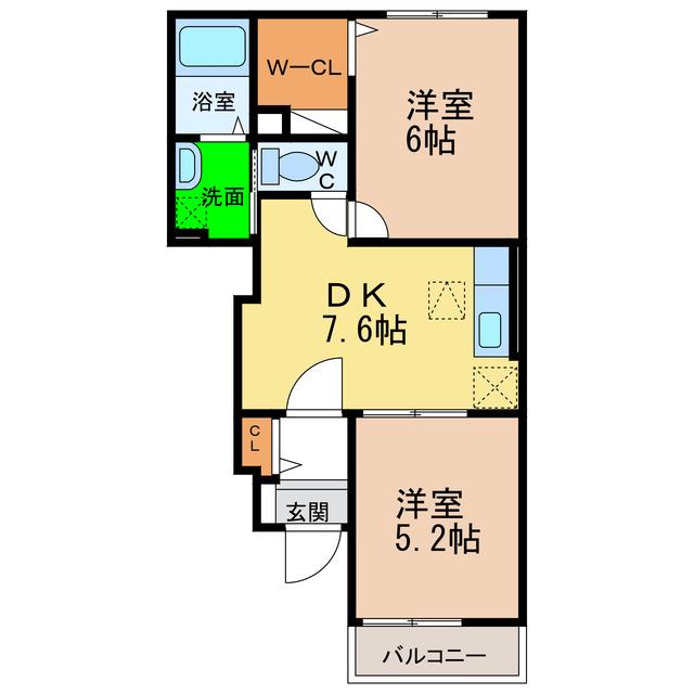 レモングラスA・B(2DK/1階)の間取り写真