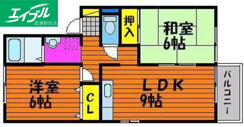 セジュール中村B棟(2DK/2階)の間取り写真
