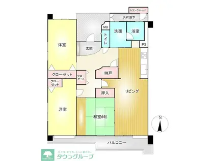 T-ONE MIYAHARA ウエスト B(3SLDK/5階)の間取り写真