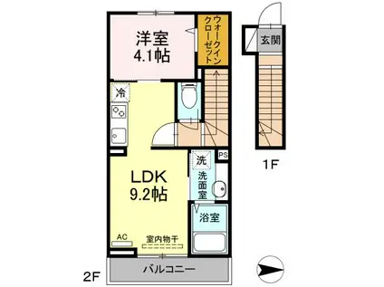 アンジュール西落合(1LDK/2階)の間取り写真