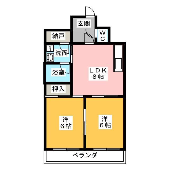リバーベル(2DK/2階)の間取り写真