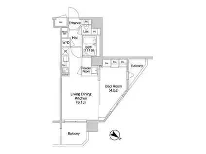 コンフォリア南砂町(1LDK/5階)の間取り写真