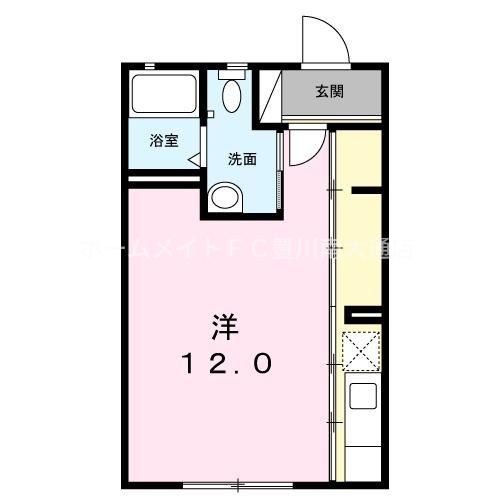 プランドール野中A棟(ワンルーム/2階)の間取り写真