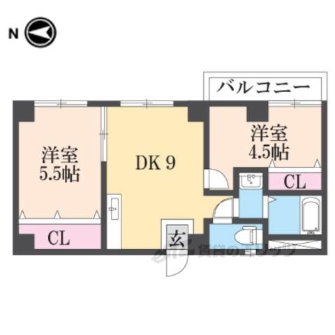 サンライフ小阪(2DK/5階)の間取り写真