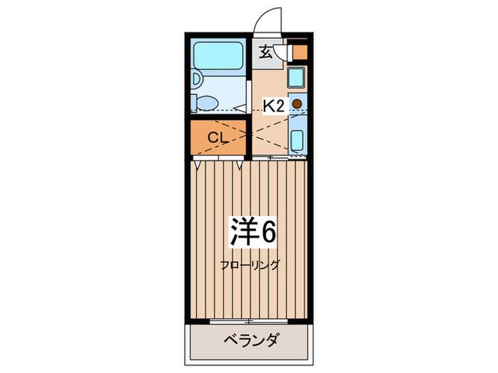 グリーンパレス横田(1K/2階)の間取り写真