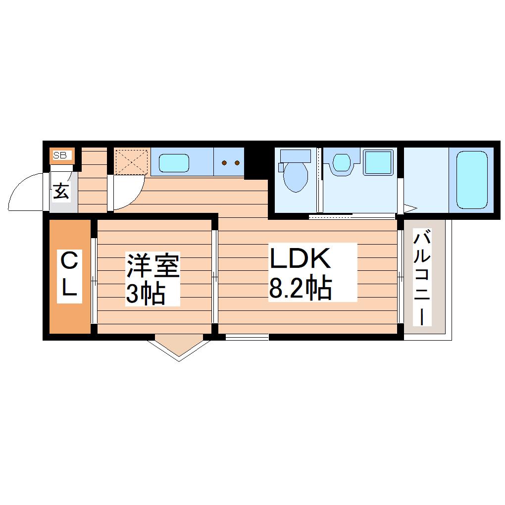 REGALEST北仙台駅(1LDK/2階)の間取り写真