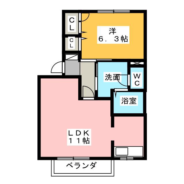 カトレア.S V(1LDK/2階)の間取り写真