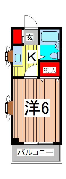 フラワーハイツ(1K/2階)の間取り写真