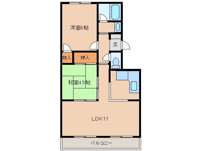 マンション柏木(2LDK/1階)の間取り写真