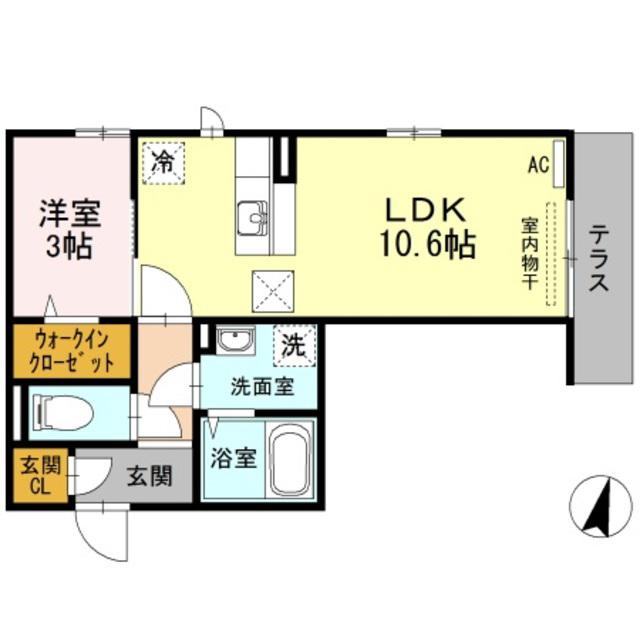 エンゼルパーク(1LDK/1階)の間取り写真