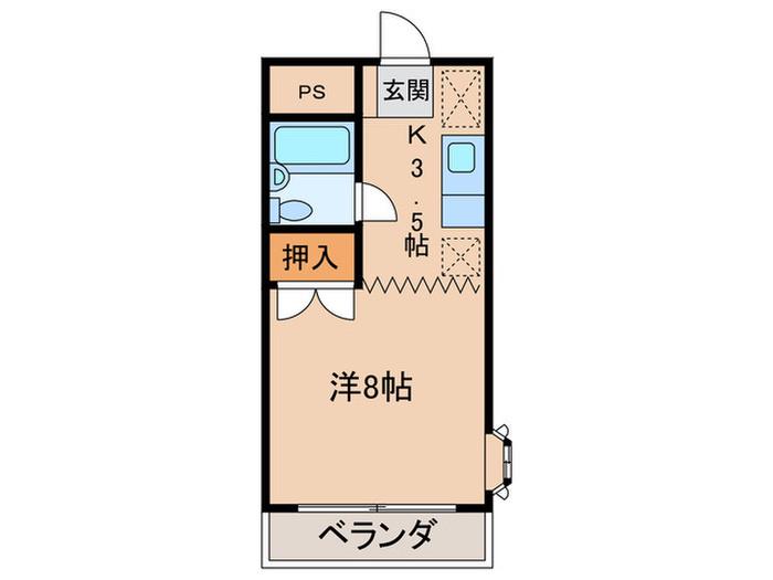ドミールジュネス(1K/2階)の間取り写真