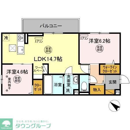 リゾナーレアクア(2LDK/2階)の間取り写真