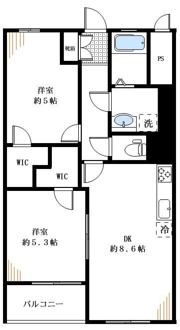西荻第2コーポラス(2DK/2階)の間取り写真