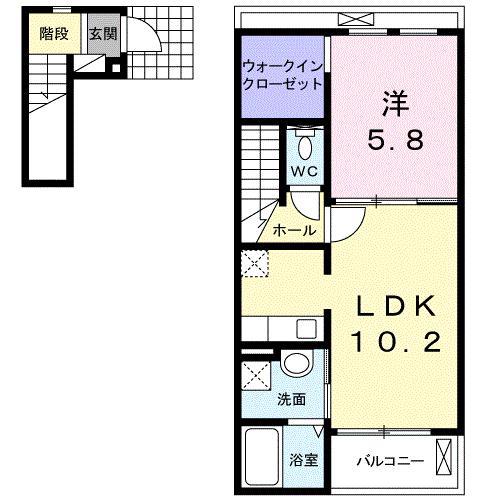 グランドF・LOGIE(1LDK/2階)の間取り写真