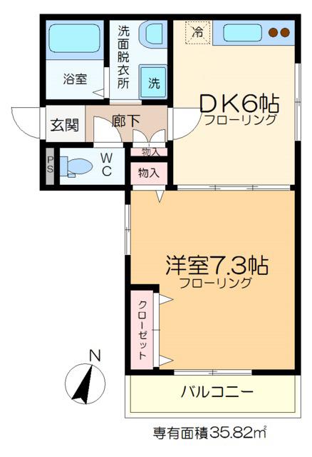 ヴェルファーレ(1DK/3階)の間取り写真