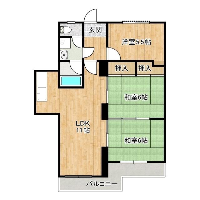 グランディール平和(3LDK/2階)の間取り写真