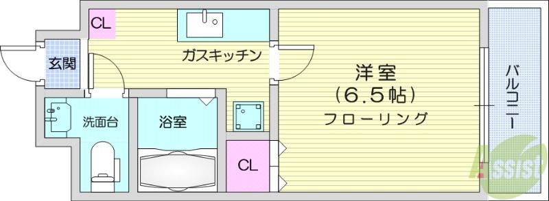ラ・シープラット(1K/4階)の間取り写真