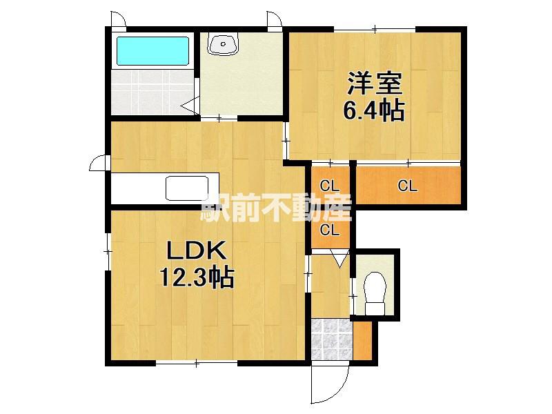 グランディール壱番館(1LDK/1階)の間取り写真