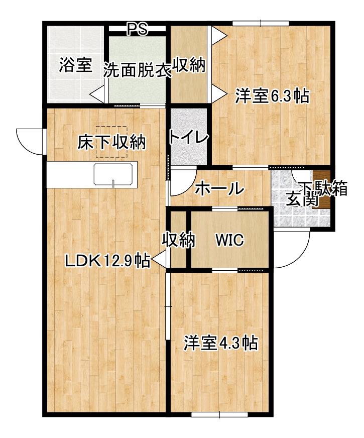 カルテット尾倉(2LDK/2階)の間取り写真