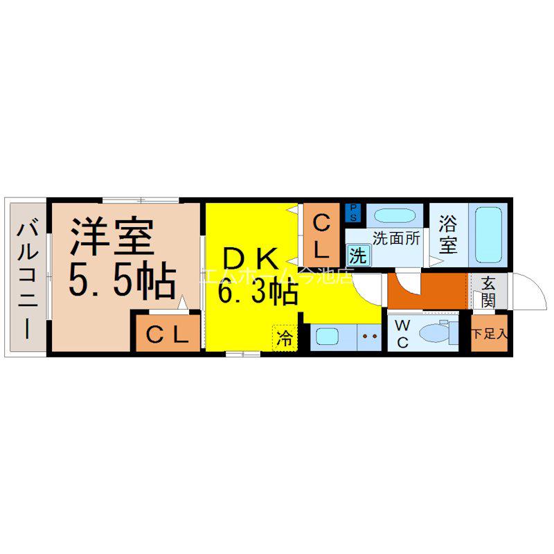 ボヌール御器所(1DK/3階)の間取り写真