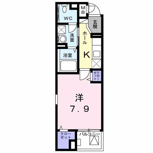 リヴェール(1K/4階)の間取り写真