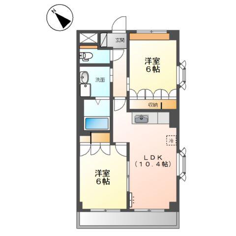 グラン・アムール弐番館(2LDK/3階)の間取り写真