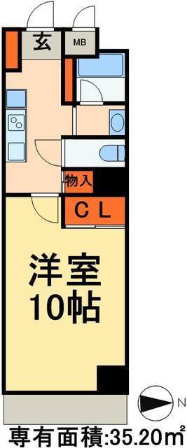 アンジュフローリア(1K/6階)の間取り写真