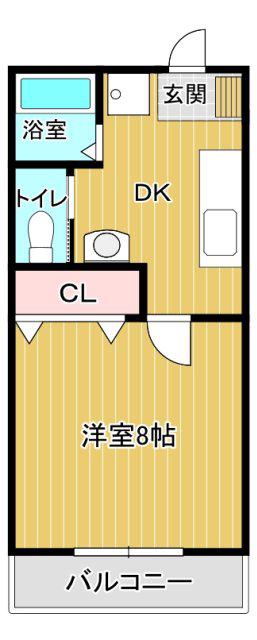 Kハウス(1DK/2階)の間取り写真