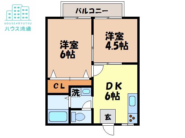インペリアル三原台(2DK/2階)の間取り写真