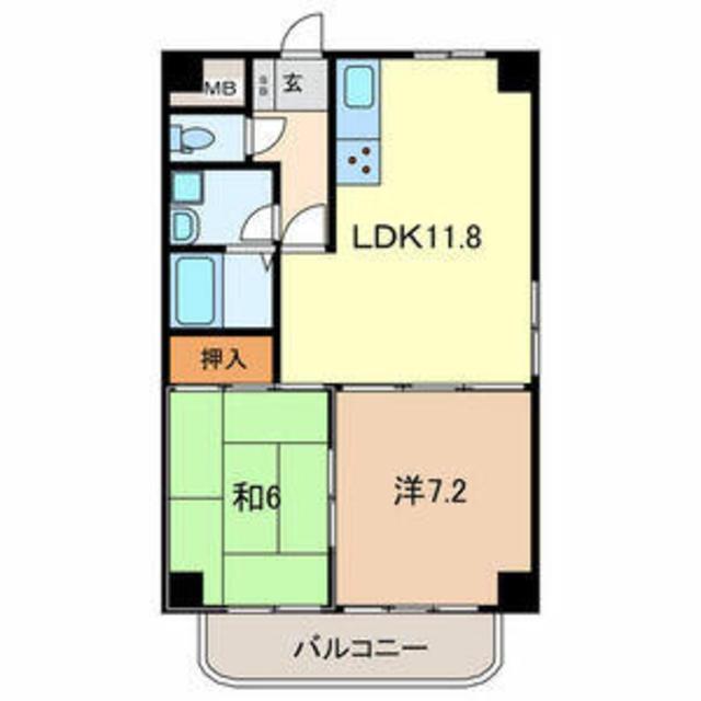 ラーバンライブ武蔵浦和(2LDK/6階)の間取り写真