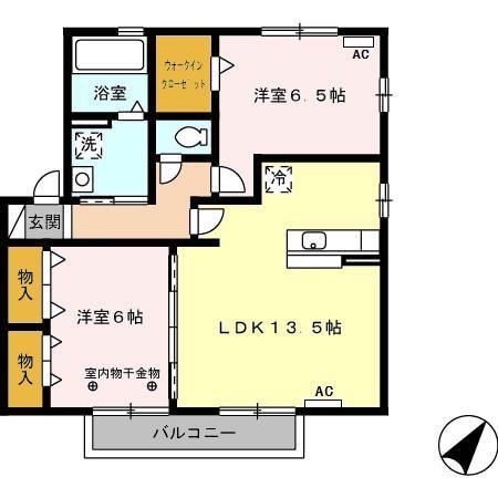リビングタウンヴェルード(2LDK/2階)の間取り写真