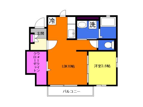 リアンⅡ(1LDK/1階)の間取り写真