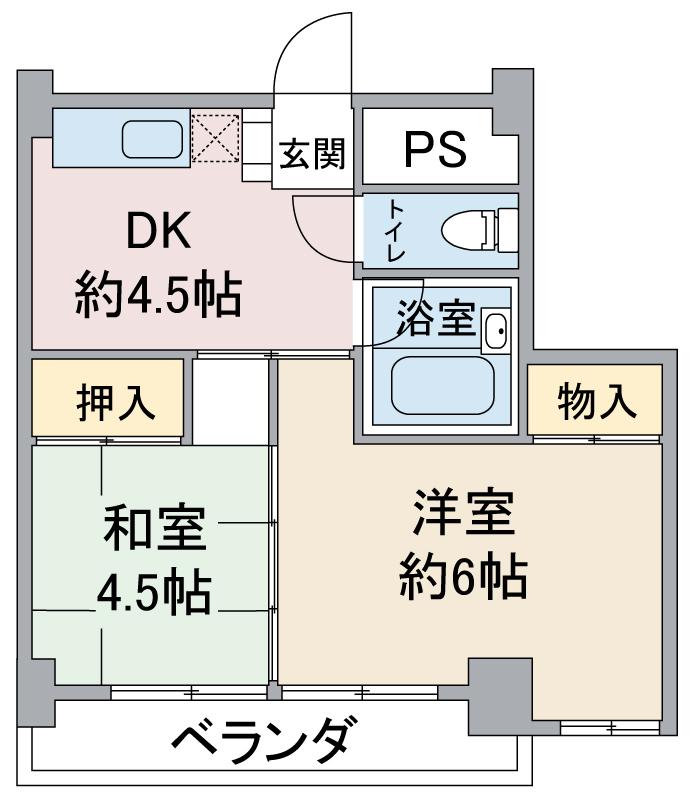 山の手荘(2DK/3階)の間取り写真