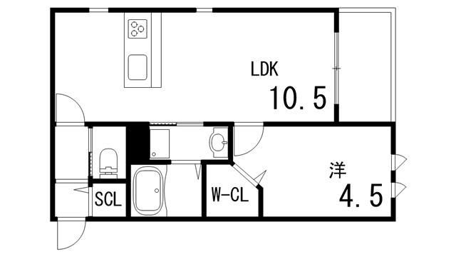 CASA本山中町(1LDK/3階)の間取り写真
