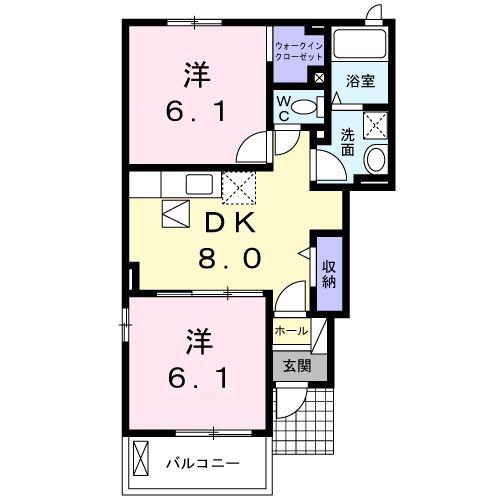 プリート日出 II(2DK/1階)の間取り写真