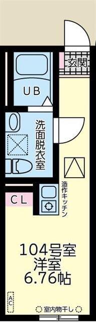 ラトゥール橋本(ワンルーム/1階)の間取り写真