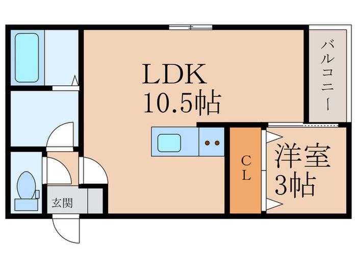 アプリーレ若松(1LDK/1階)の間取り写真