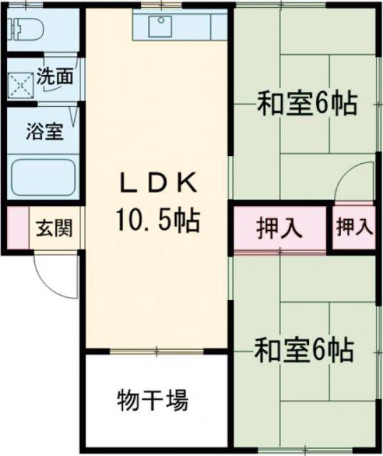 コーポ山本(2LDK/1階)の間取り写真