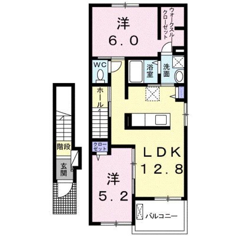 エスペランサ ユー(2LDK/2階)の間取り写真