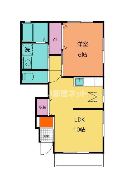 パークハイツD棟(1LDK/1階)の間取り写真