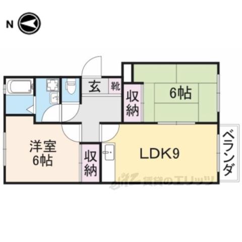 東英ハイツ参番館(2LDK/2階)の間取り写真
