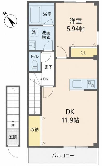 カサ・ミラ(1LDK/2階)の間取り写真