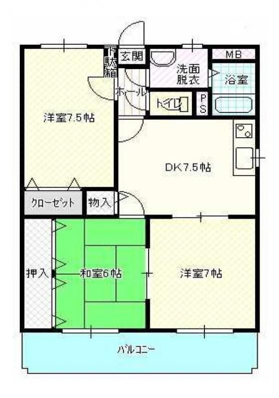 優愛マンション(3DK/3階)の間取り写真