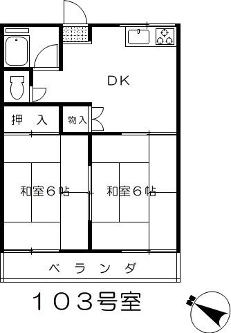 サンビューハイツ(2DK/1階)の間取り写真