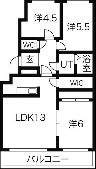 デイトナ(3LDK/3階)の間取り写真