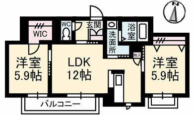 シャーメゾン元町(2LDK/3階)の間取り写真