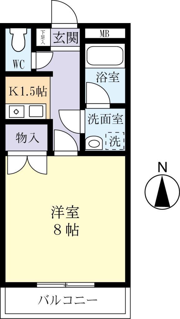 ジョイフルハイツ青柳(1K/1階)の間取り写真